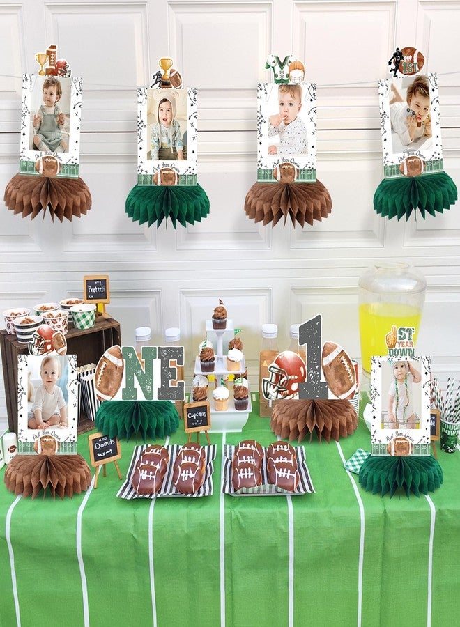 NUTTYBASH First Year Down Birthday Party Decorations, Football Birthday Party Decorations Honeycomb Centerpieces for Table, Football Photo Table Party Supplies for First Birthday Decorations for Boys - Image 3